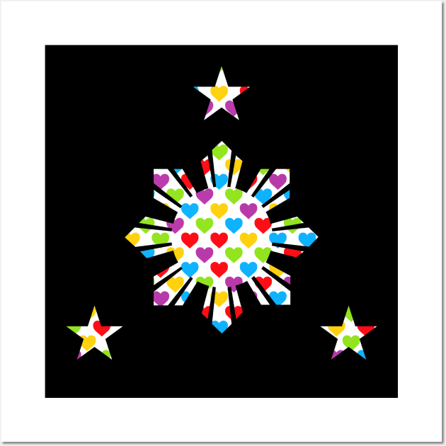 Philippines Sun and Stars Hearts Filipino Flag Wall Art by Filipino